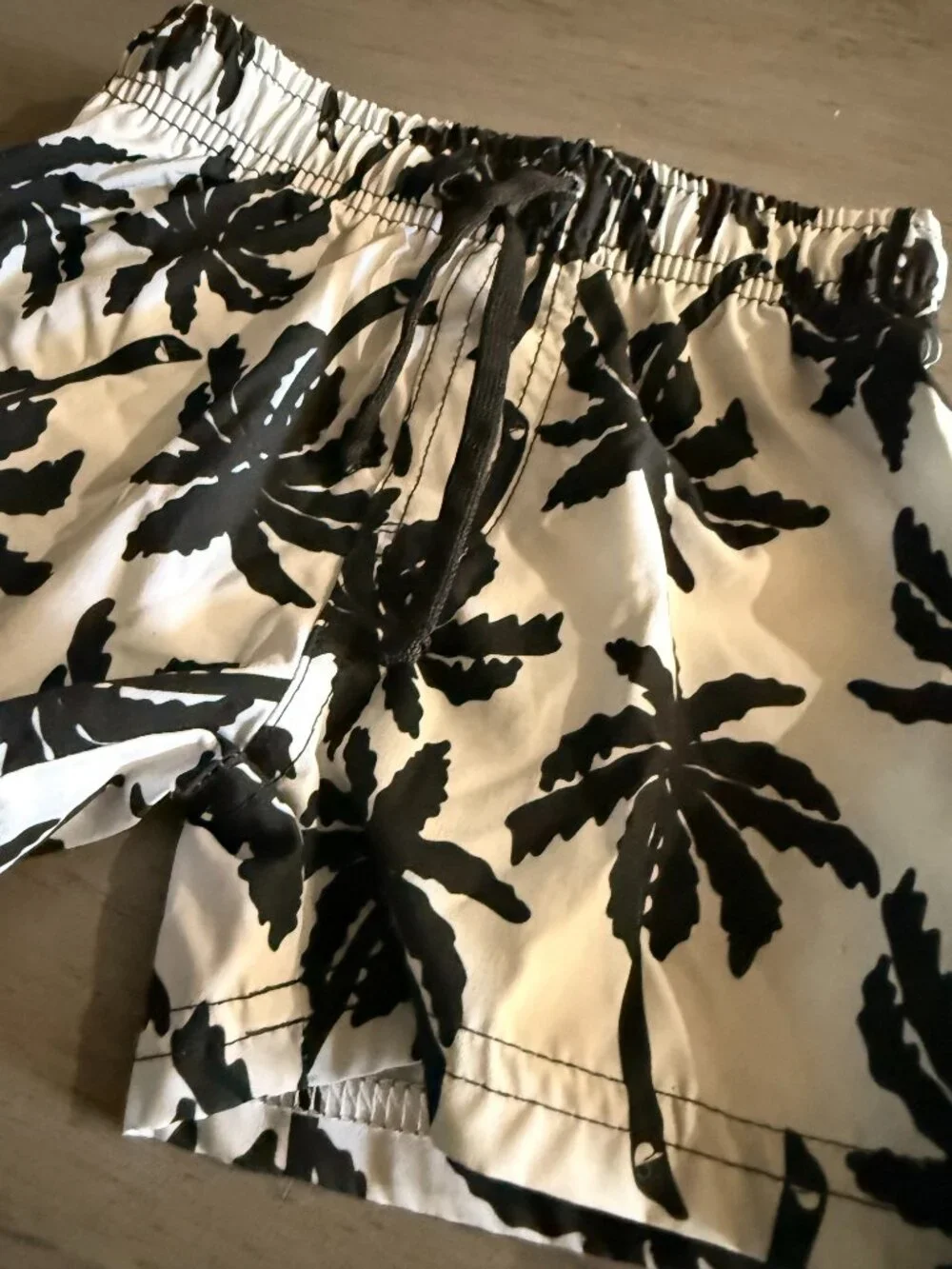 Black/White Palm Tree Hybrid Swim Shorts
